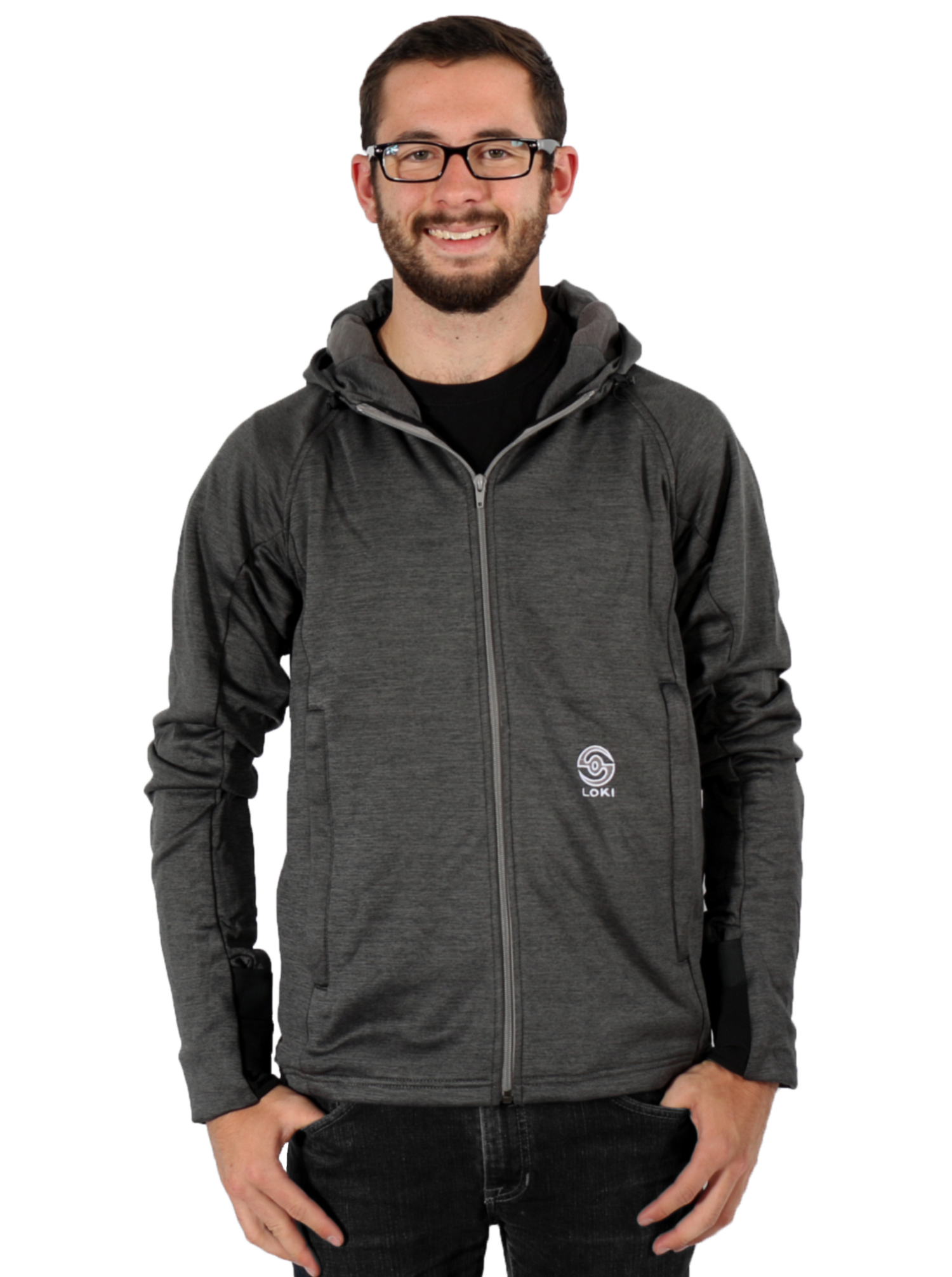 Men's Zip Up Tech Hoodie - Heathered Black