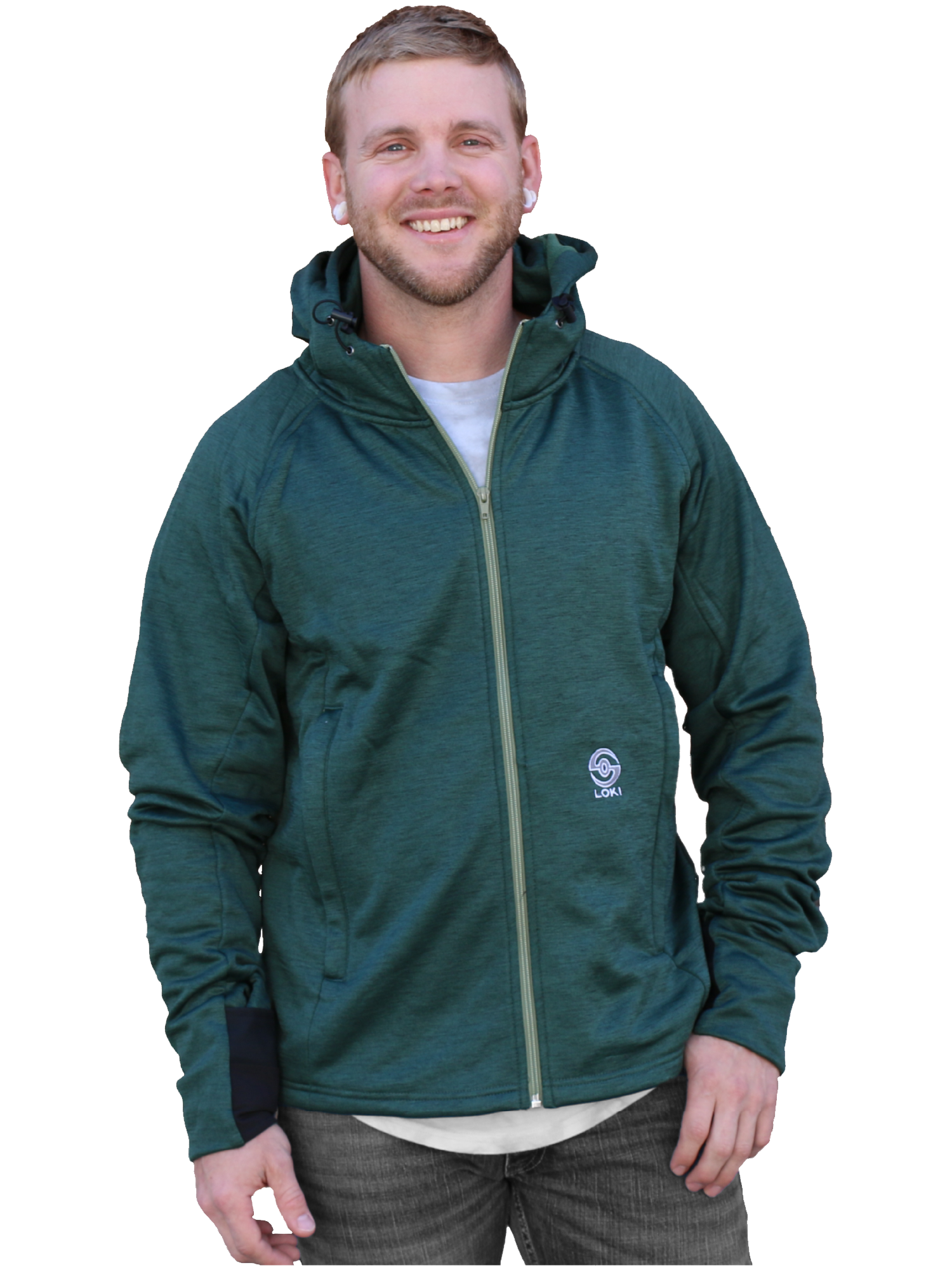 Men's Zip Up Tech Hoodie - Pine Needle