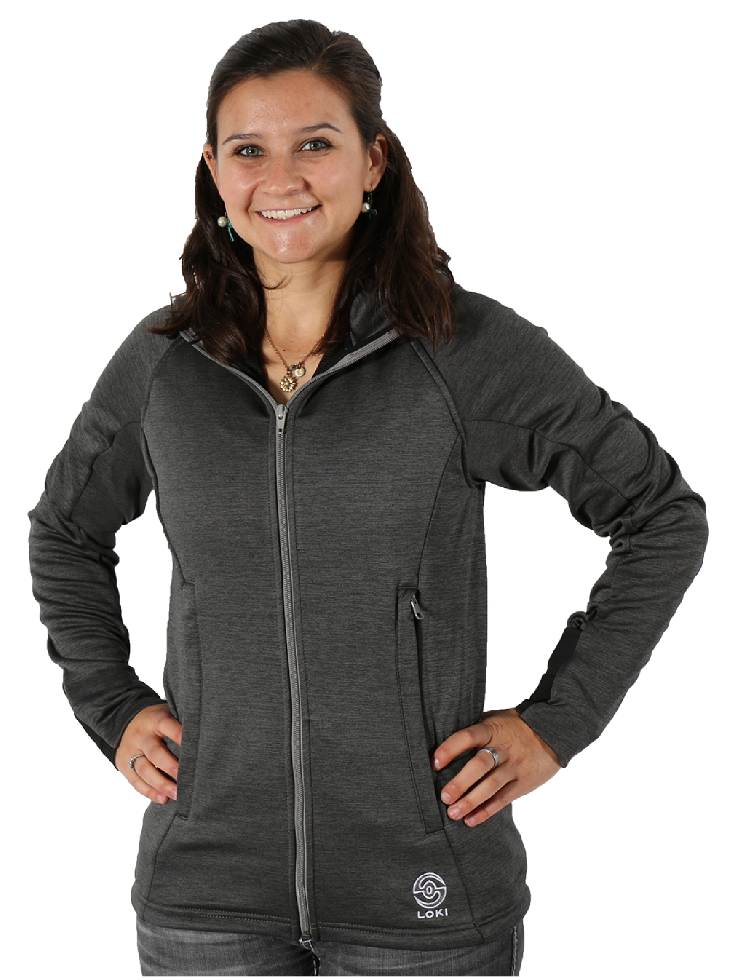 Women's All In One Tech Hoodie - Zip Up - Heathered Black