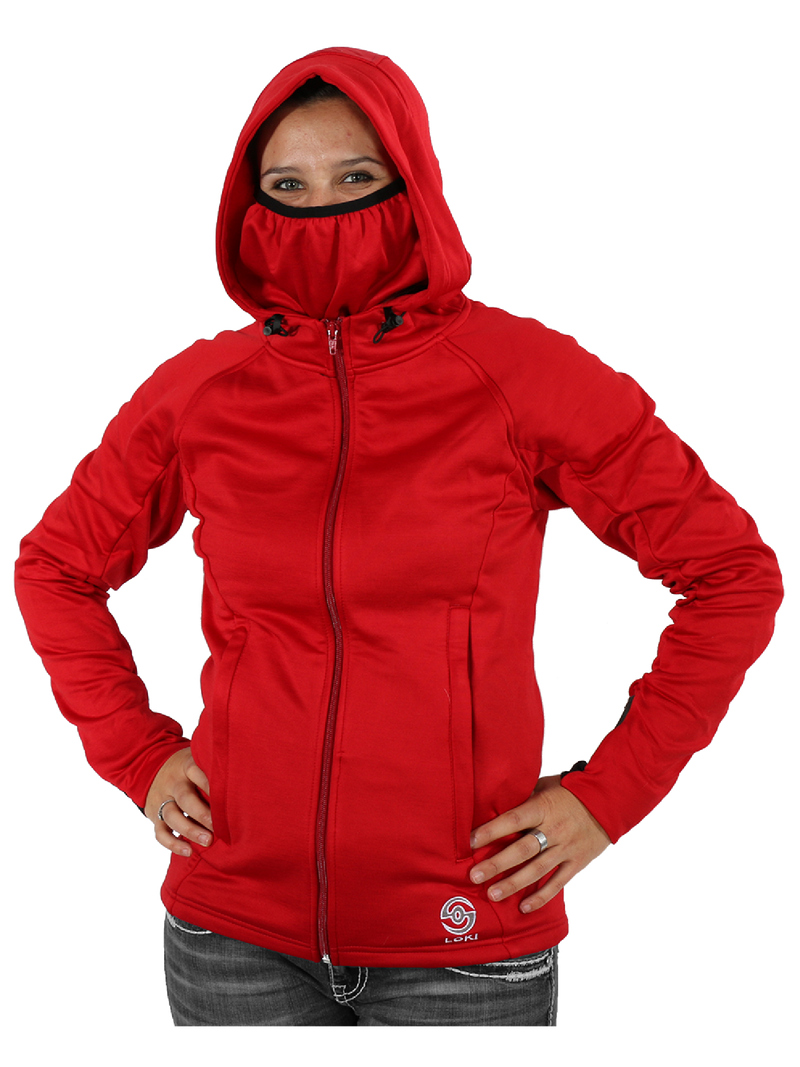 Women's All In One Tech Hoodie - Zip Up - Fox Red