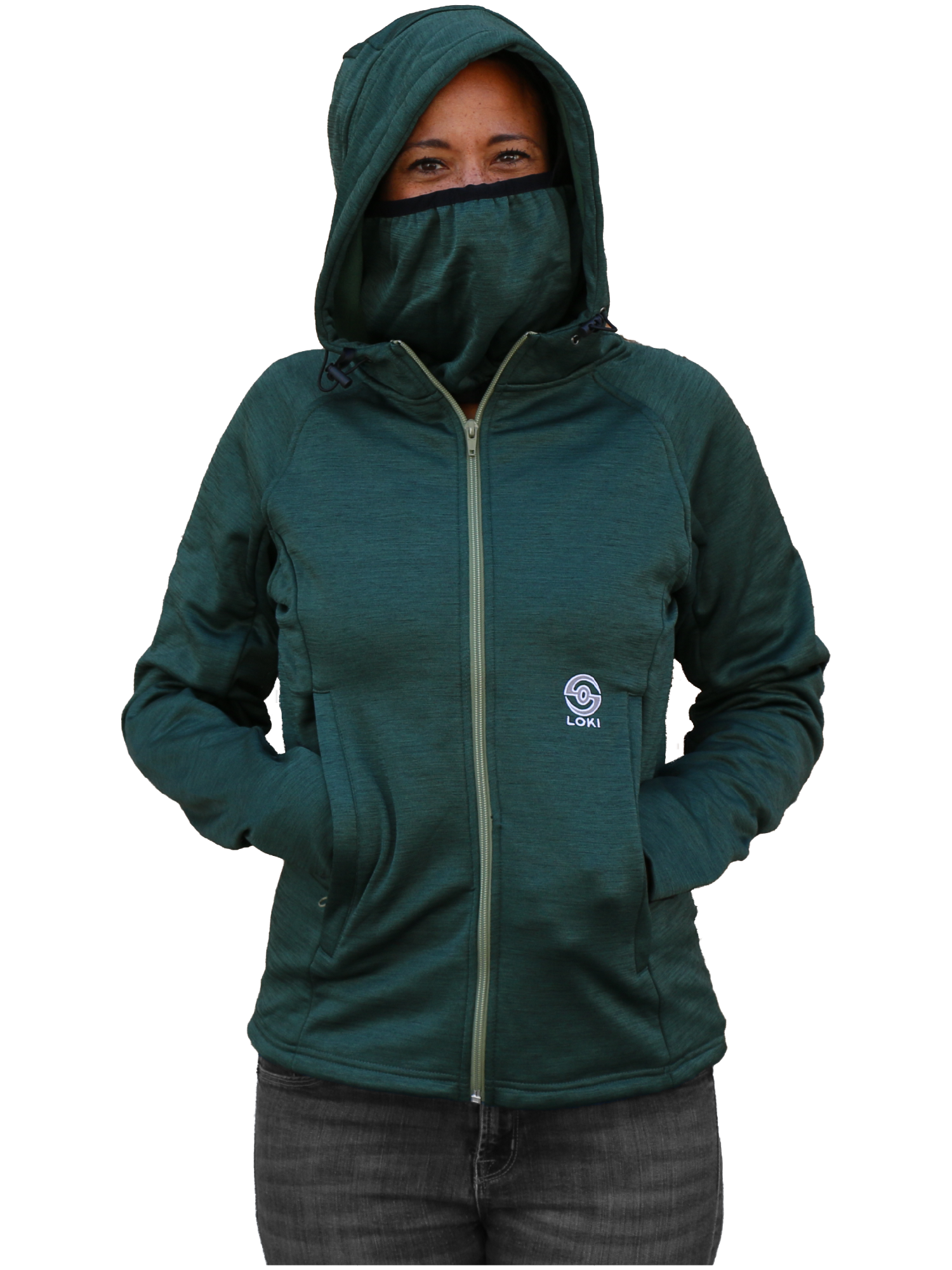 Women's All In One Tech Hoodie - Zip Up - Pine Green